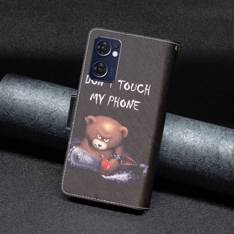 Capa Flip Para Oppo Find X5 Lite Urso De Bolso Com Zíper