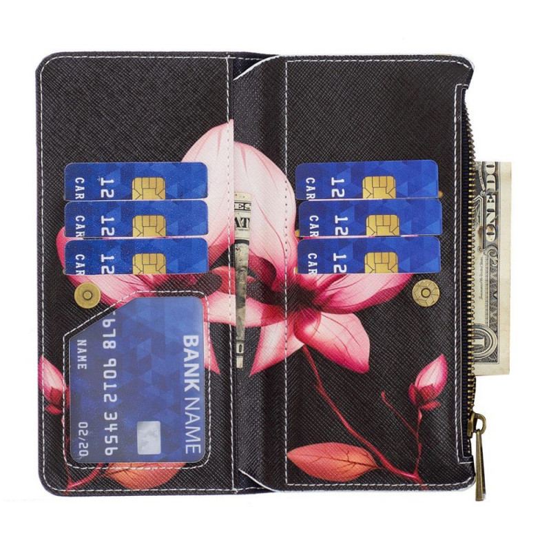 Capa Folio Para Oppo Find X5 Lite Bolso Com Zíper Flor