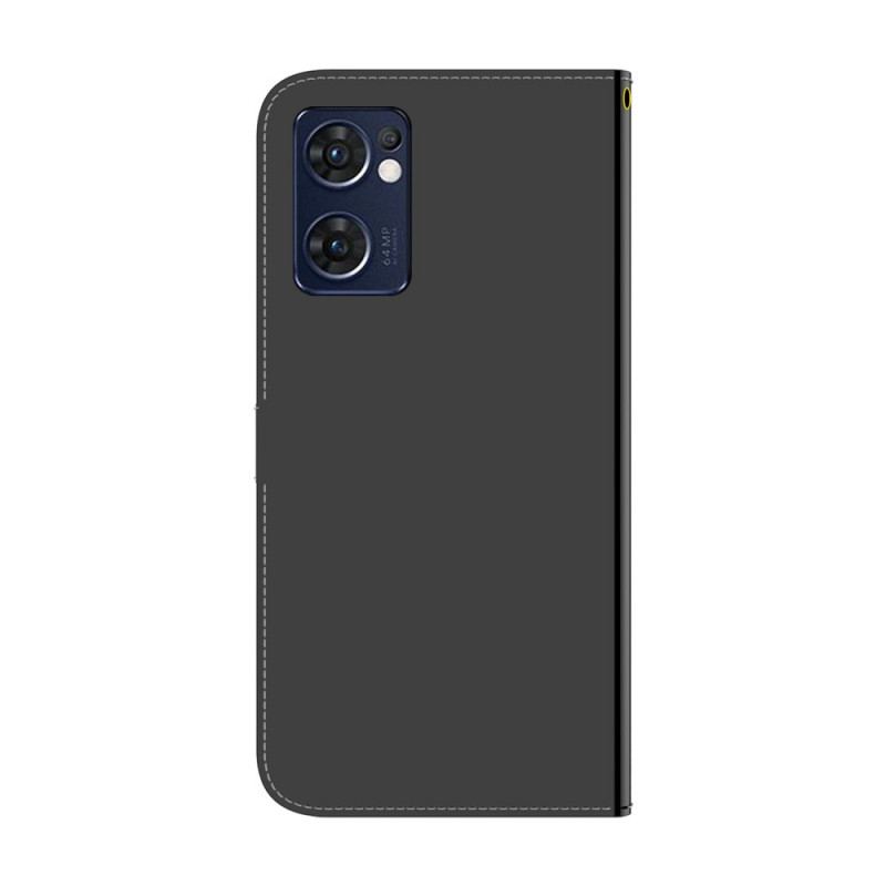 Capa Folio Para Oppo Find X5 Lite Capa De Espelho De Couro Sintético