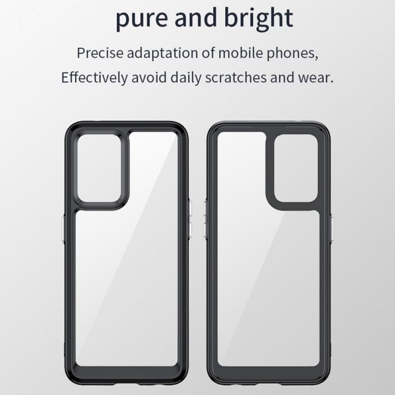 Capa Para Oppo Find X5 Lite Bordas Coloridas Transparentes Híbridas
