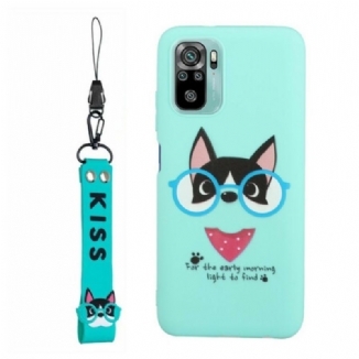 Capa De Celular Para Xiaomi Redmi Note 10 / 10S Cachorro Com Beijo De Cordão