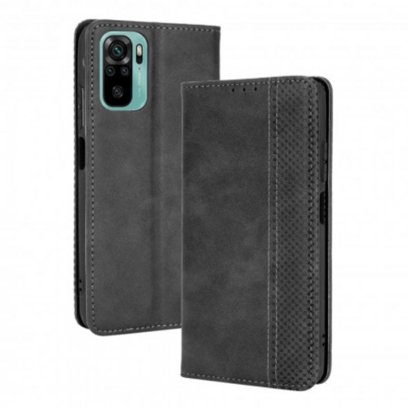 Capa De Celular Para Xiaomi Redmi Note 10 / 10S Flip Efeito Couro Vintage Estilizado