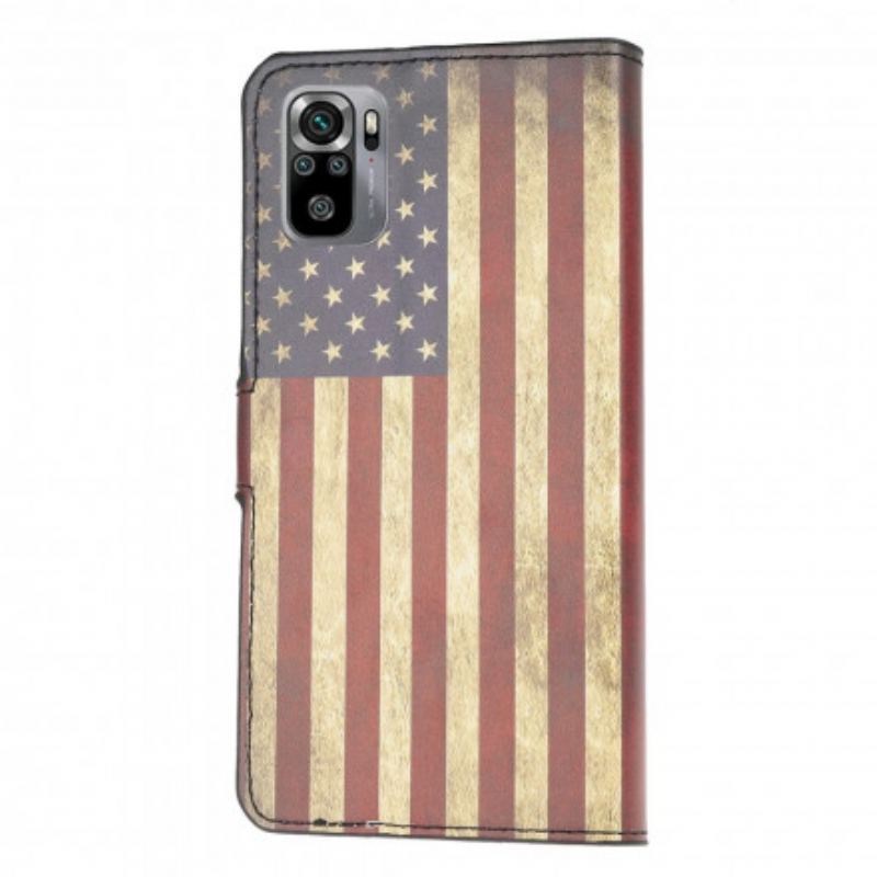 Capa De Couro Para Xiaomi Redmi Note 10 / 10S Bandeira Americana
