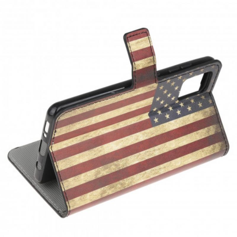 Capa De Couro Para Xiaomi Redmi Note 10 / 10S Bandeira Americana