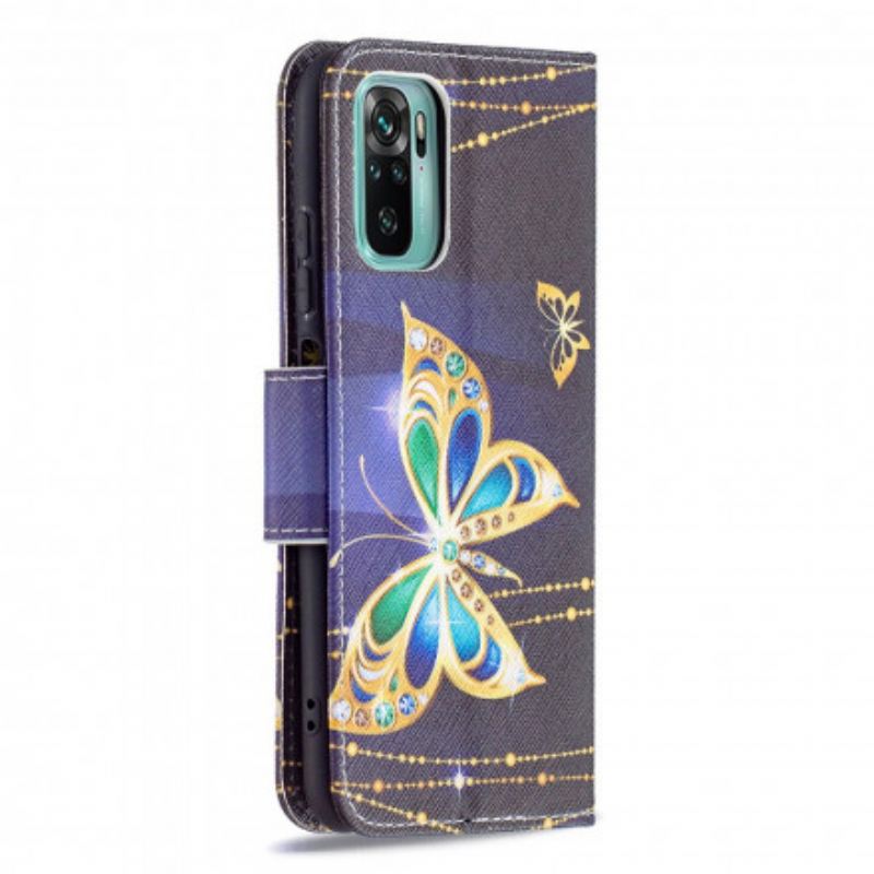 Capa De Couro Para Xiaomi Redmi Note 10 / 10S Borboleta Mágica