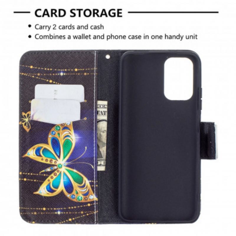 Capa De Couro Para Xiaomi Redmi Note 10 / 10S Borboleta Mágica