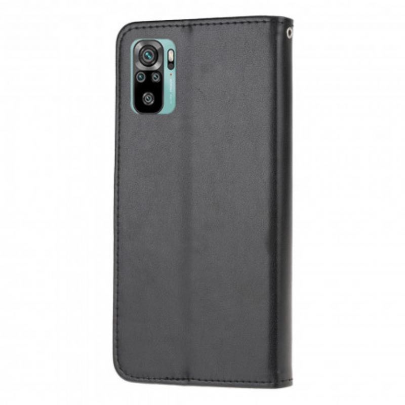Capa De Couro Para Xiaomi Redmi Note 10 / 10S Borboletas E Flores