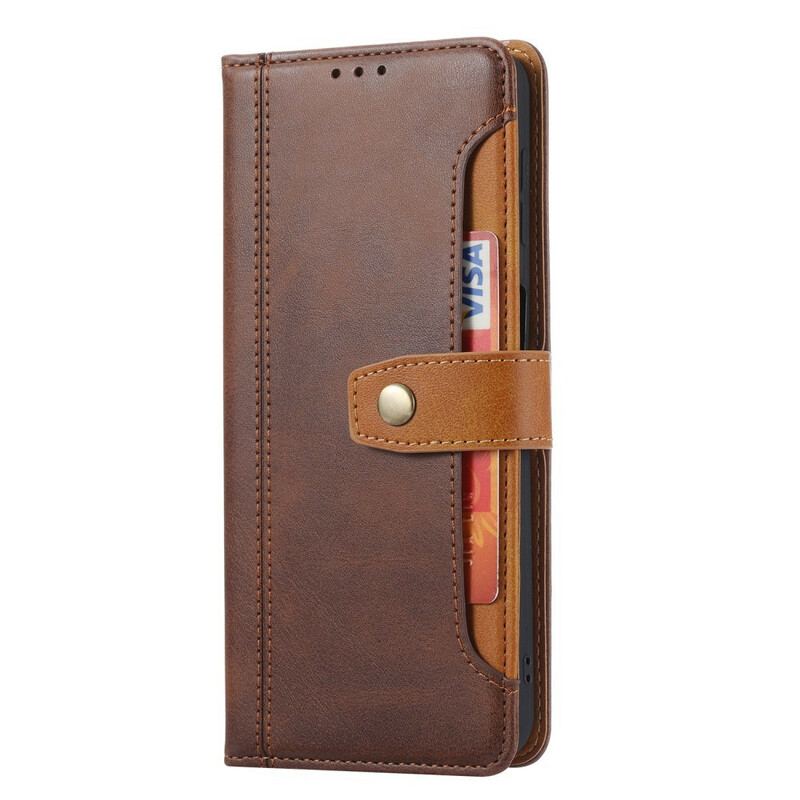 Capa De Couro Para Xiaomi Redmi Note 10 / 10S Titular De Cartão Frontal E Alça