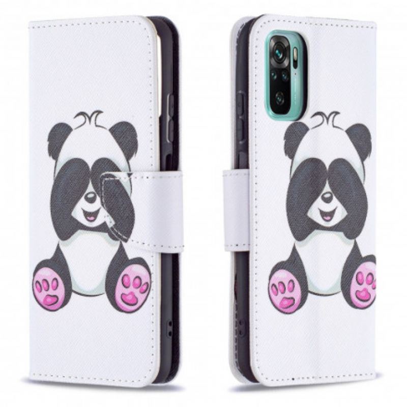 Capa Folio Para Xiaomi Redmi Note 10 / 10S Panda Divertido