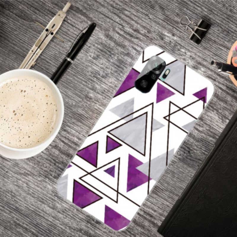 Capa Para Xiaomi Redmi Note 10 / 10S Triângulos De Mármore