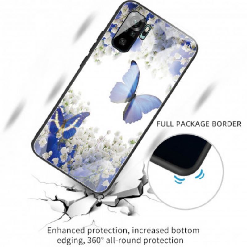 Capa Para Xiaomi Redmi Note 10 / 10S Vidro Temperado Com Design De Borboletas
