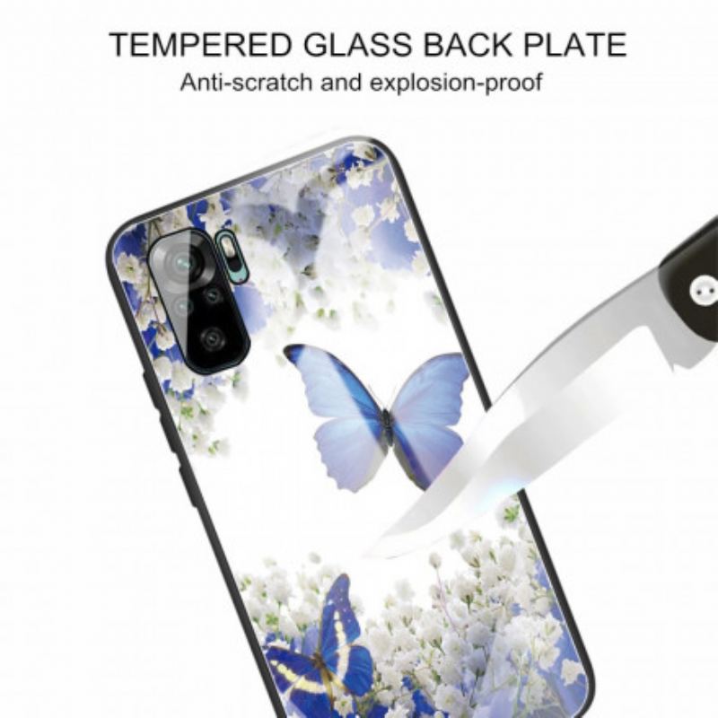 Capa Para Xiaomi Redmi Note 10 / 10S Vidro Temperado Com Design De Borboletas