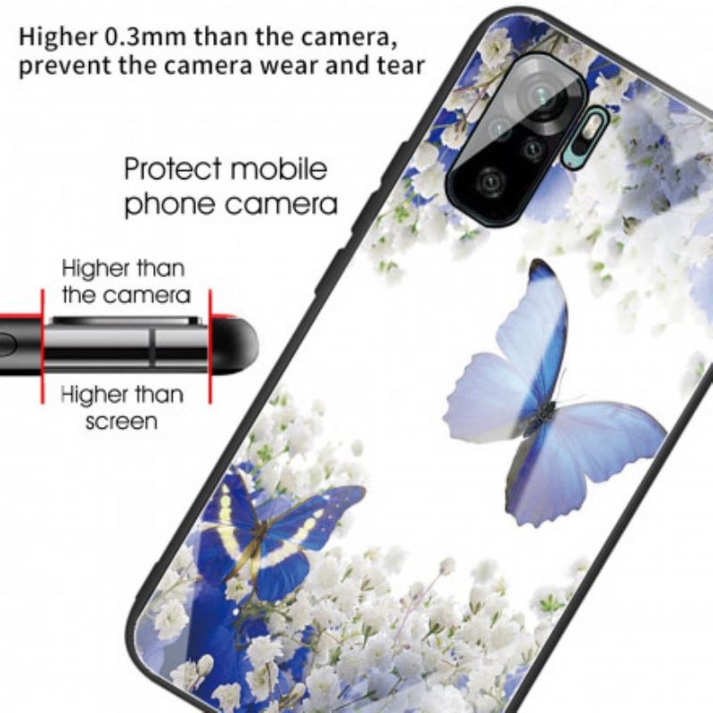 Capa Para Xiaomi Redmi Note 10 / 10S Vidro Temperado Com Design De Borboletas