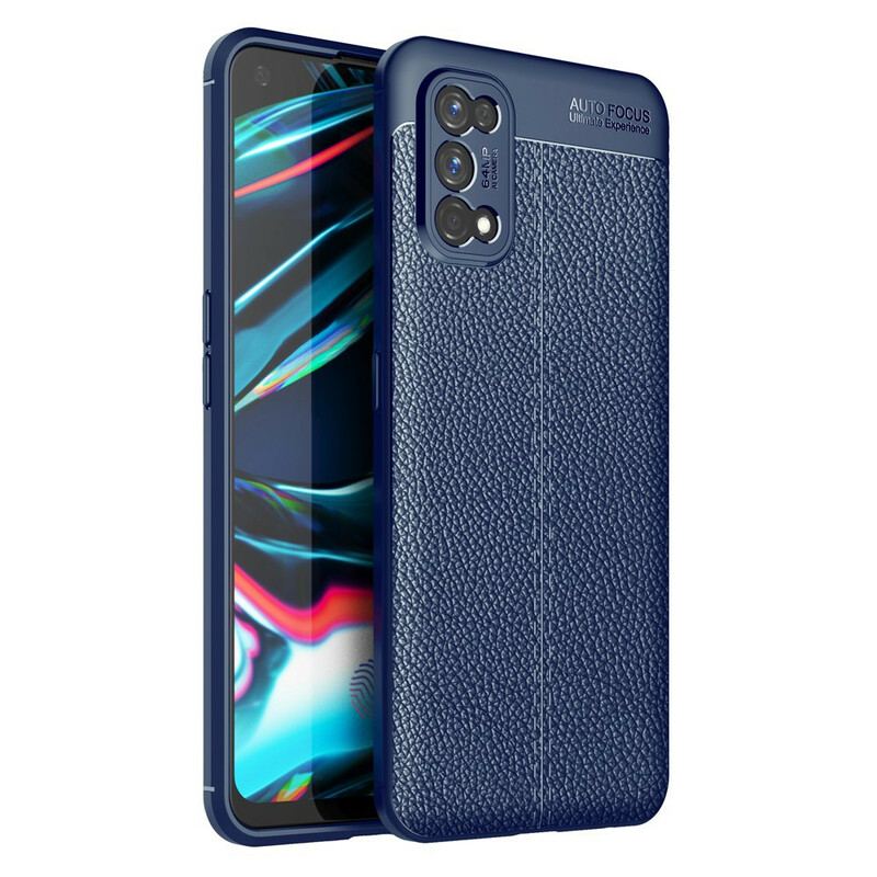 Capa Para Realme 7 Pro Linha Dupla Efeito Couro Litchi