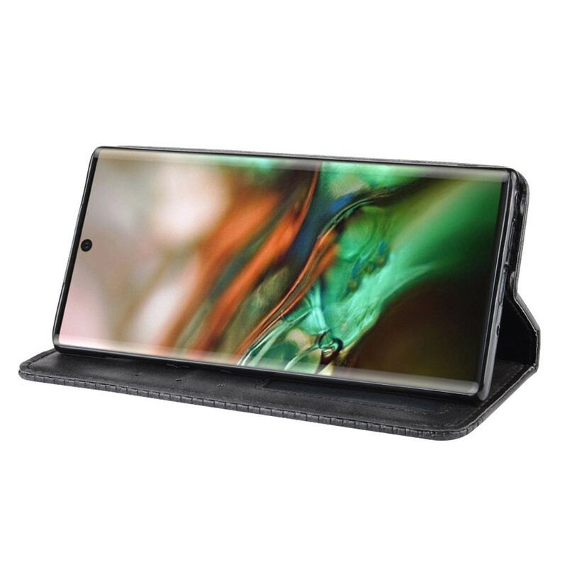 Capa De Celular Para Samsung Galaxy Note 10 Flip Efeito Couro Vintage Estilizado