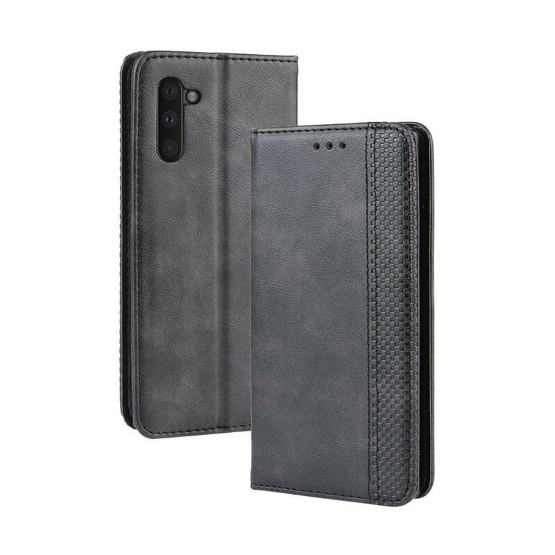 Capa De Celular Para Samsung Galaxy Note 10 Flip Efeito Couro Vintage Estilizado