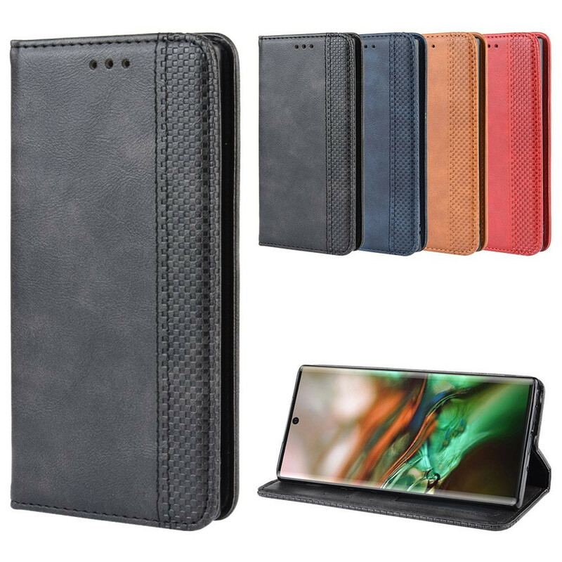 Capa De Celular Para Samsung Galaxy Note 10 Flip Efeito Couro Vintage Estilizado