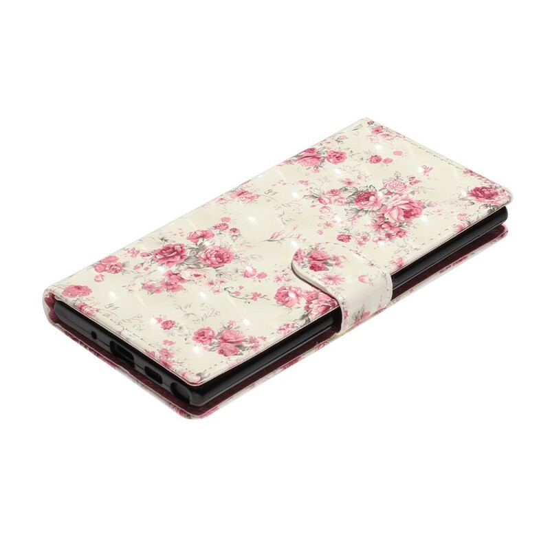 Capa De Couro Para Samsung Galaxy Note 10 De Cordão Strap Light Spot Flowers