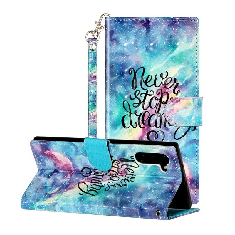 Capa De Couro Para Samsung Galaxy Note 10 Nunca Pare De Sonhar Com Pontos De Luz