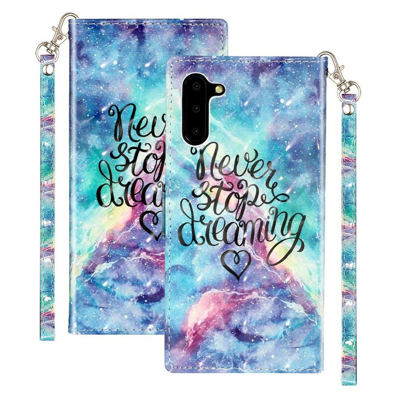 Capa De Couro Para Samsung Galaxy Note 10 Nunca Pare De Sonhar Com Pontos De Luz