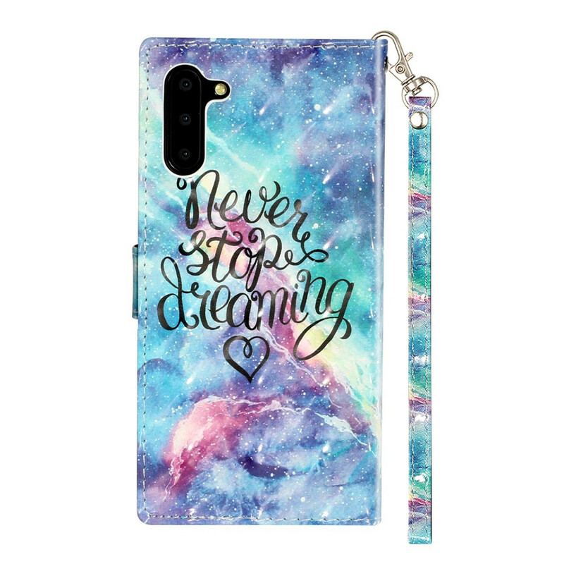 Capa De Couro Para Samsung Galaxy Note 10 Nunca Pare De Sonhar Com Pontos De Luz