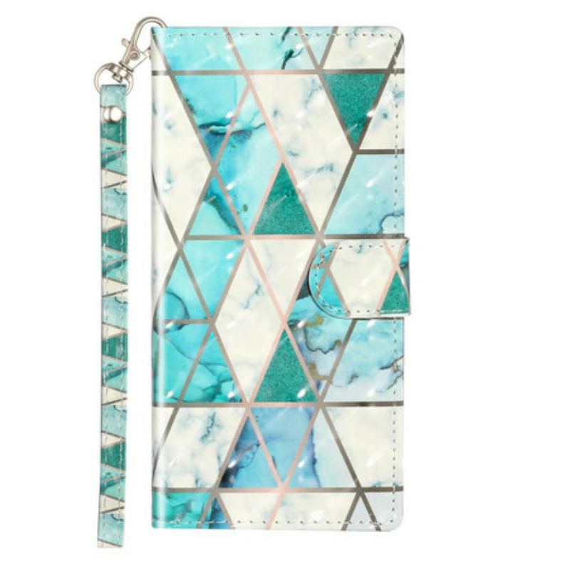 Capa Folio Para Samsung Galaxy Note 10 De Cordão Holofotes De Luz De Tira De Mármore