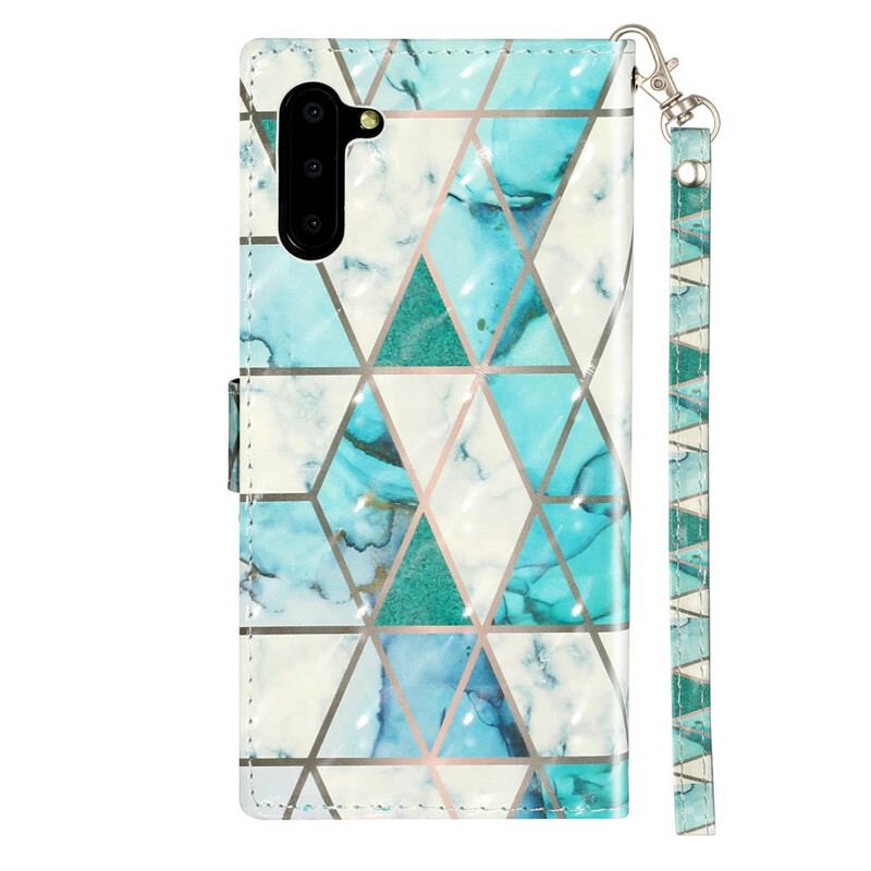 Capa Folio Para Samsung Galaxy Note 10 De Cordão Holofotes De Luz De Tira De Mármore