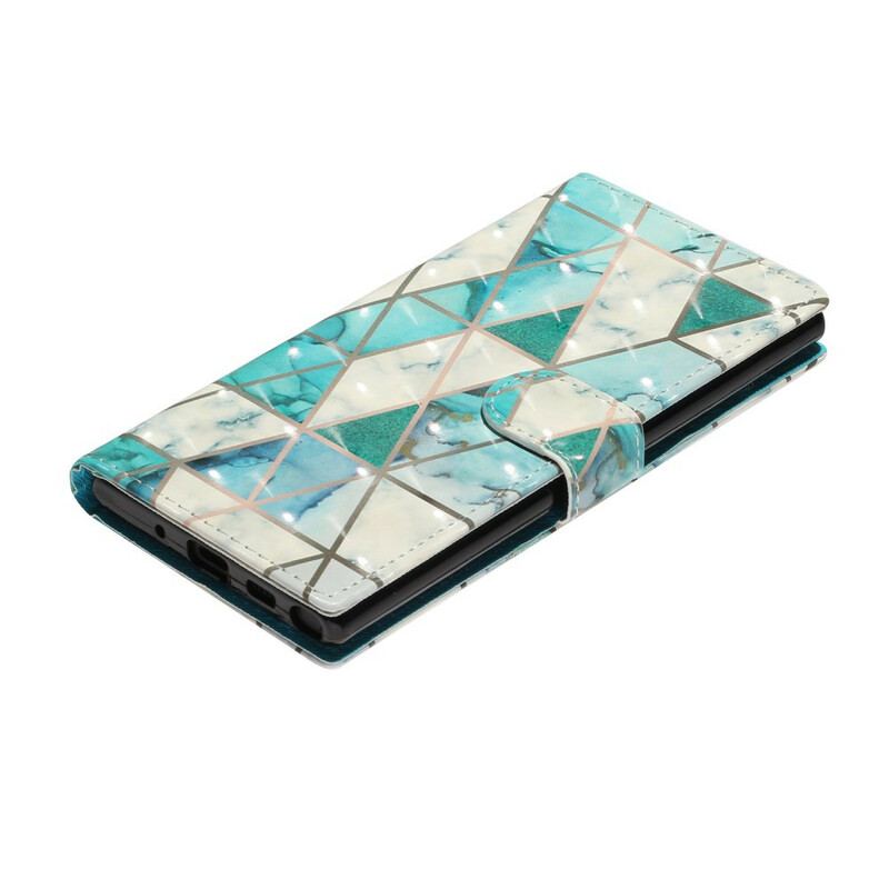 Capa Folio Para Samsung Galaxy Note 10 De Cordão Holofotes De Luz De Tira De Mármore