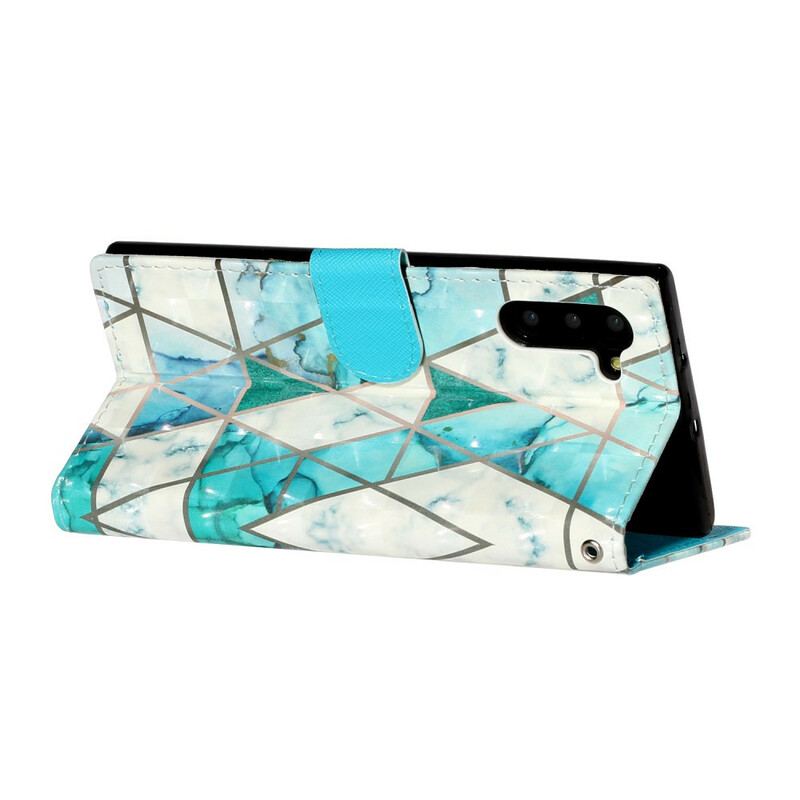 Capa Folio Para Samsung Galaxy Note 10 De Cordão Holofotes De Luz De Tira De Mármore