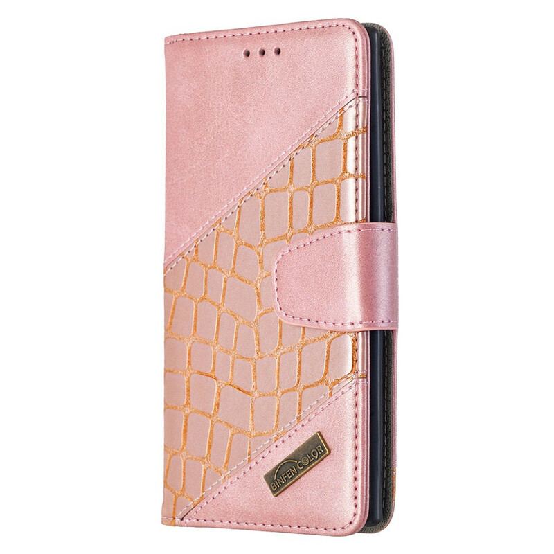 Capa Folio Para Samsung Galaxy Note 10 Efeito Clássico De Pele De Crocodilo