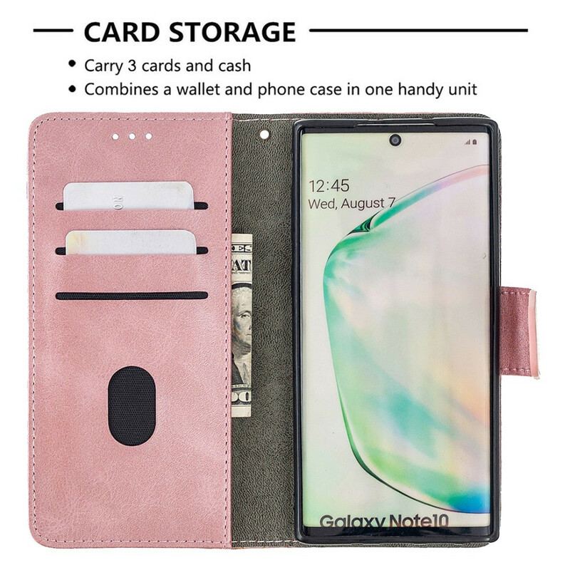 Capa Folio Para Samsung Galaxy Note 10 Efeito Clássico De Pele De Crocodilo