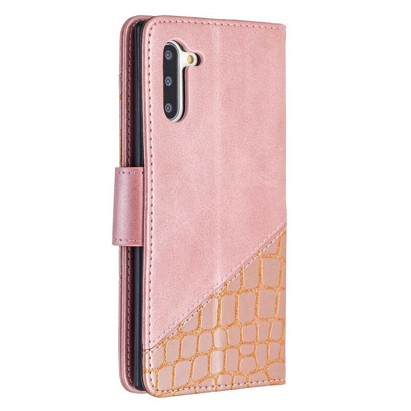 Capa Folio Para Samsung Galaxy Note 10 Efeito Clássico De Pele De Crocodilo