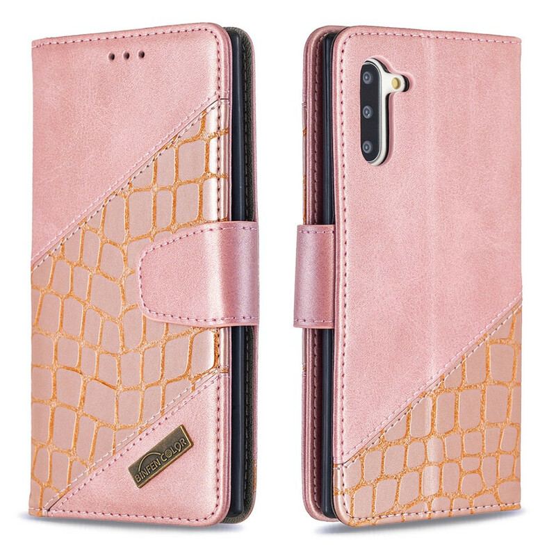 Capa Folio Para Samsung Galaxy Note 10 Efeito Clássico De Pele De Crocodilo
