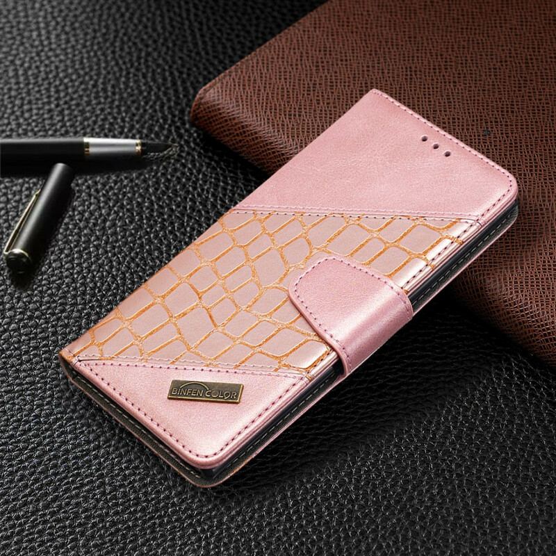 Capa Folio Para Samsung Galaxy Note 10 Efeito Clássico De Pele De Crocodilo