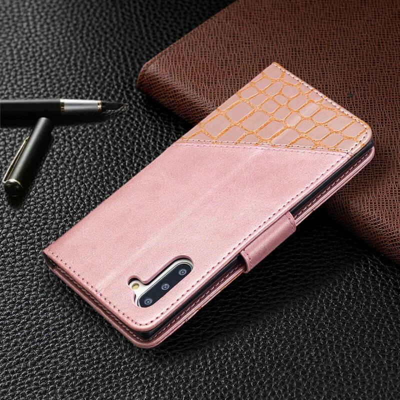 Capa Folio Para Samsung Galaxy Note 10 Efeito Clássico De Pele De Crocodilo