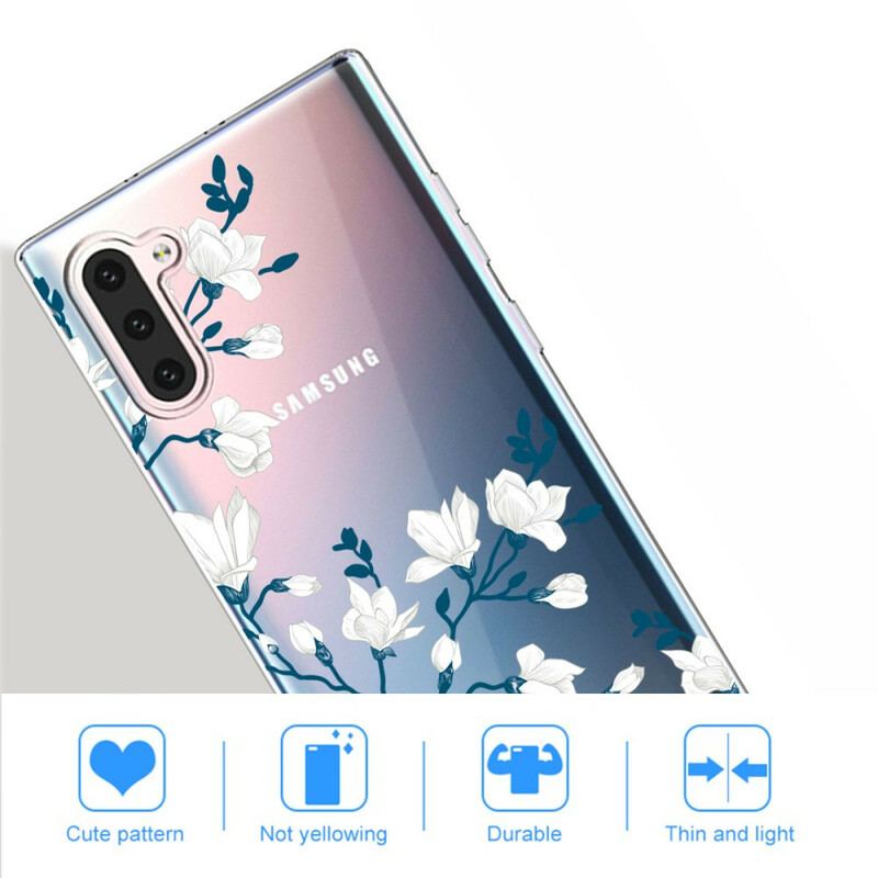 Capa Para Samsung Galaxy Note 10 Flores Brancas