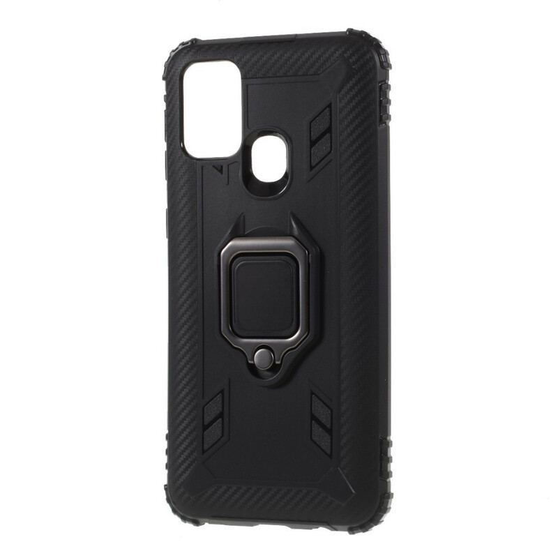 Capa Para Samsung Galaxy M31 Anel E Fibra De Carbono