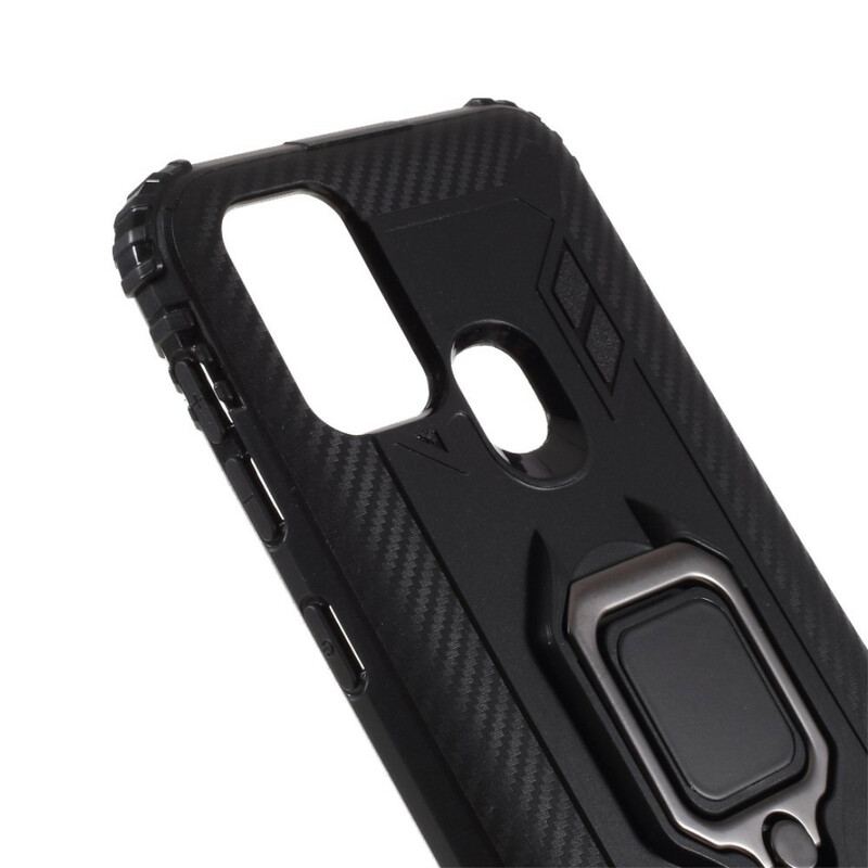 Capa Para Samsung Galaxy M31 Anel E Fibra De Carbono