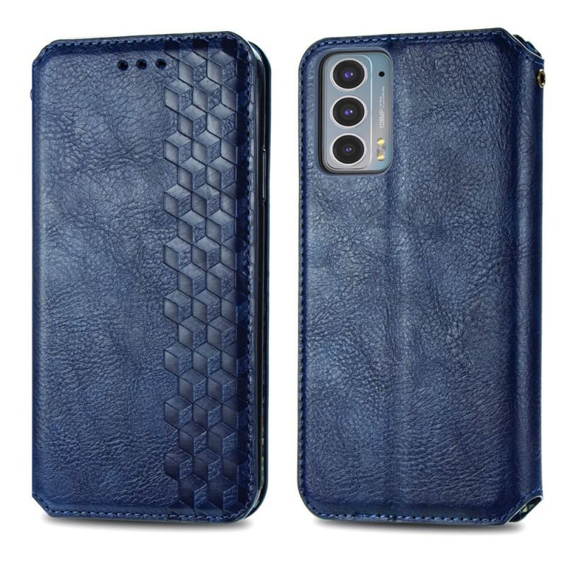Capa De Celular Para Motorola Edge 20 Flip Textura Diamante Efeito Couro
