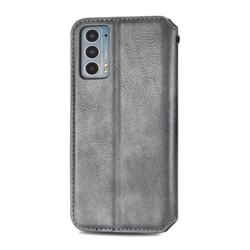 Capa De Celular Para Motorola Edge 20 Flip Textura Diamante Efeito Couro