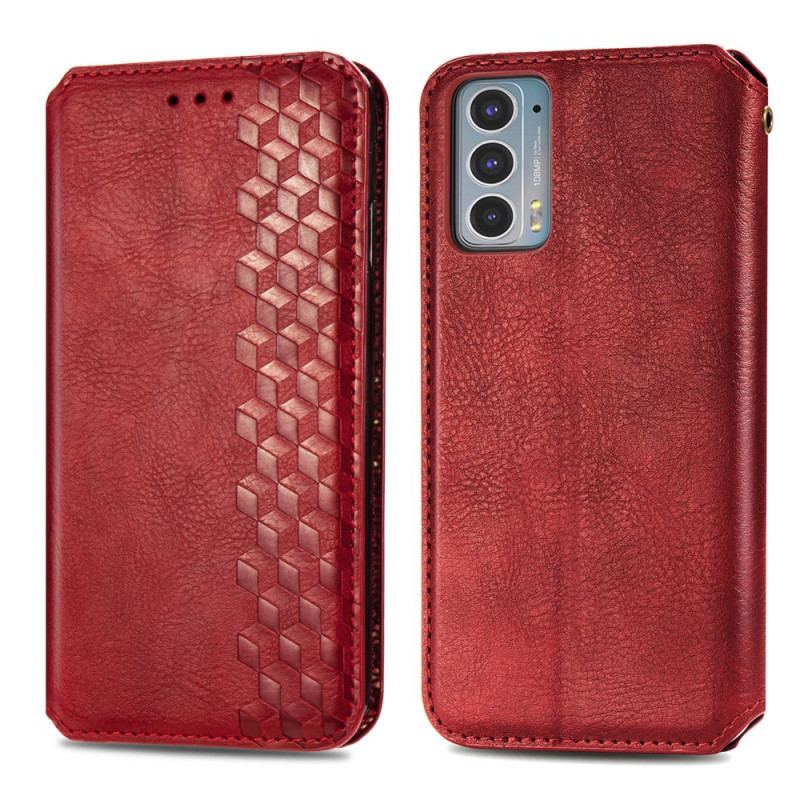 Capa De Celular Para Motorola Edge 20 Flip Textura Diamante Efeito Couro