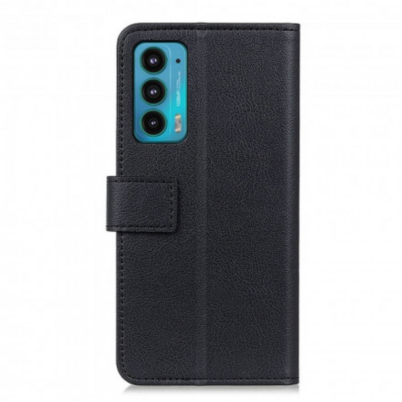 Capa De Couro Para Motorola Edge 20 Efeito Couro Clássico