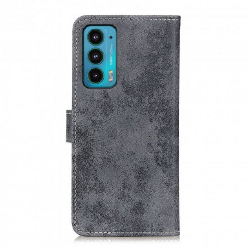 Capa De Couro Para Motorola Edge 20 Couro Falso Vintage