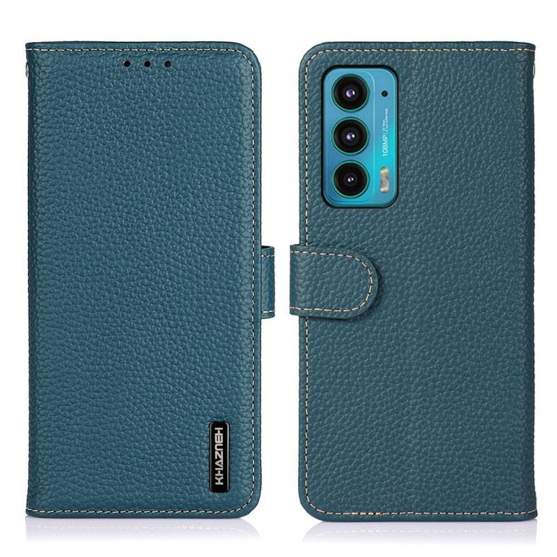 Capa De Couro Para Motorola Edge 20 Khazneh Lichia Couro