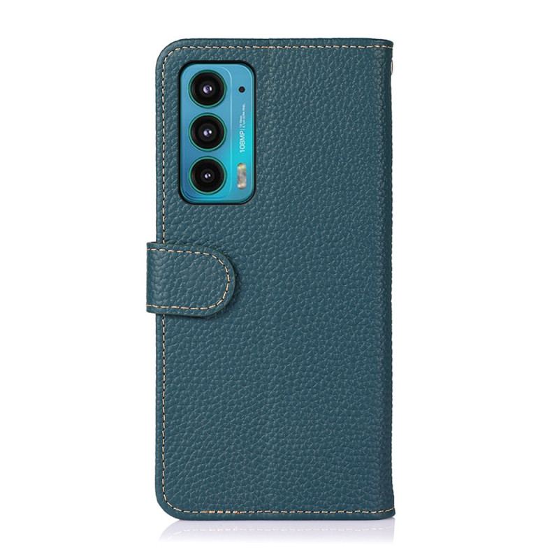 Capa De Couro Para Motorola Edge 20 Khazneh Lichia Couro