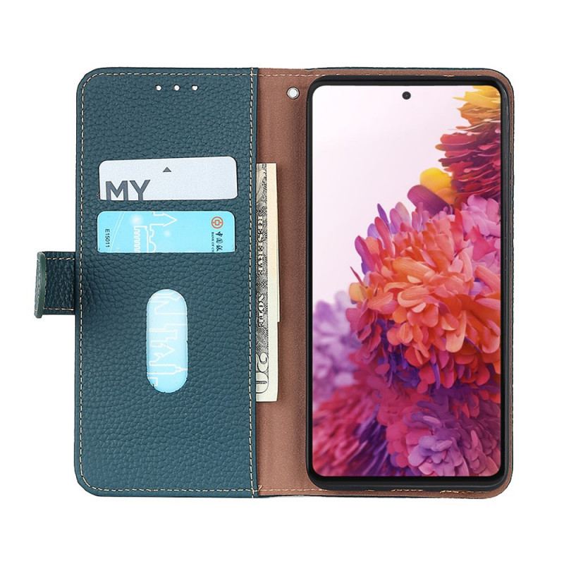 Capa De Couro Para Motorola Edge 20 Khazneh Lichia Couro