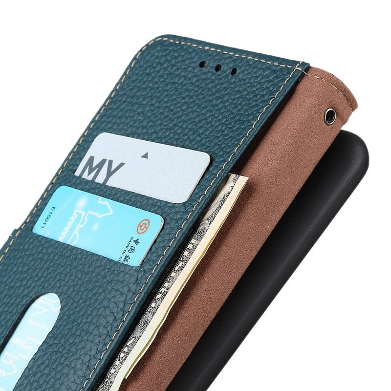 Capa De Couro Para Motorola Edge 20 Khazneh Lichia Couro