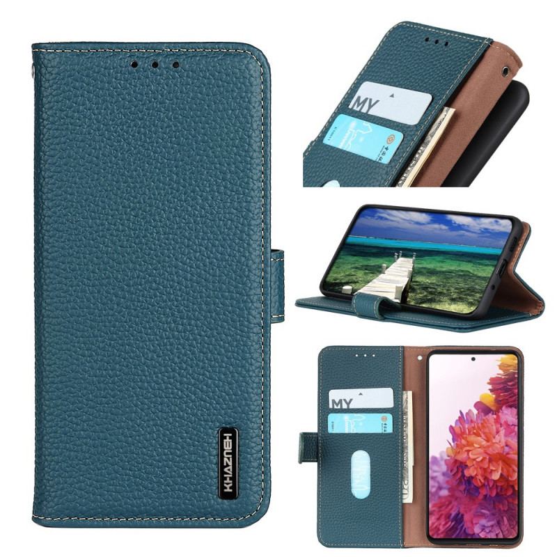Capa De Couro Para Motorola Edge 20 Khazneh Lichia Couro