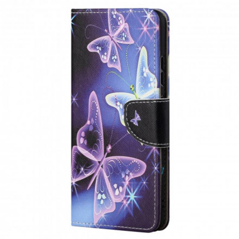 Capa Em Pele Para Motorola Edge 20 Borboletas