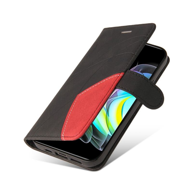 Capa Flip Para Motorola Edge 20 Couro Sintético De Assinatura De Dois Tons